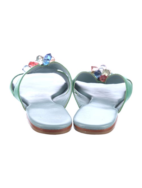 Frances Valentine Leather Floral Print Slides