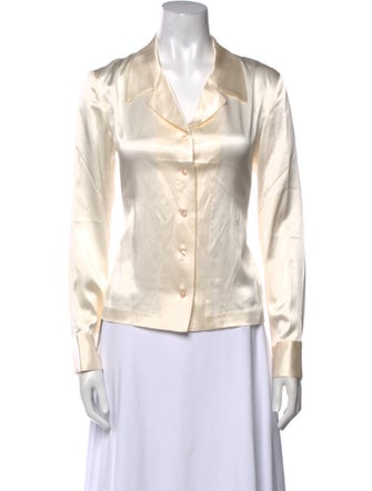 Frances Valentine Silk Long Sleeve Button-Up Top