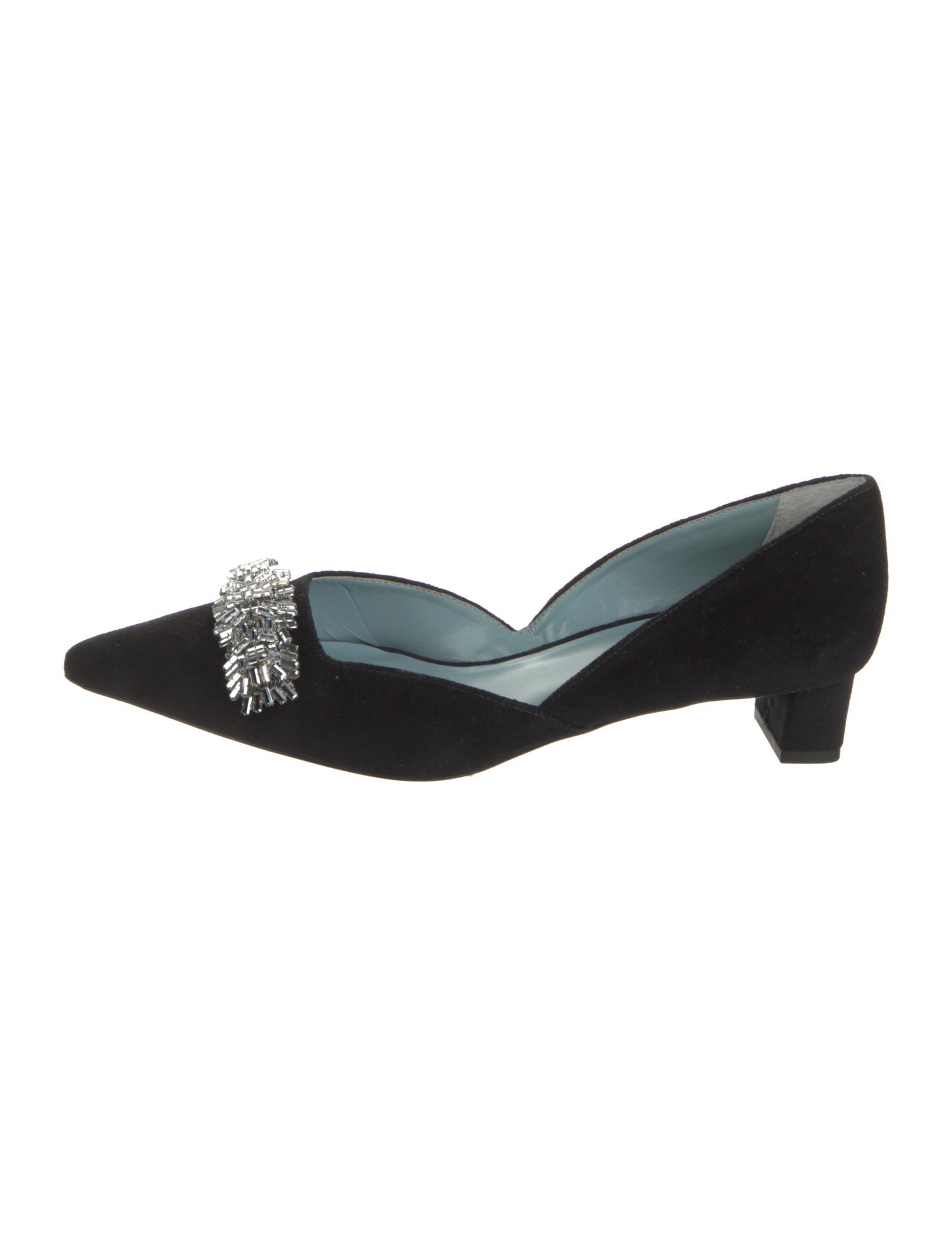 Frances Valentine Suede Crystal Embellishments D'Orsay Flats