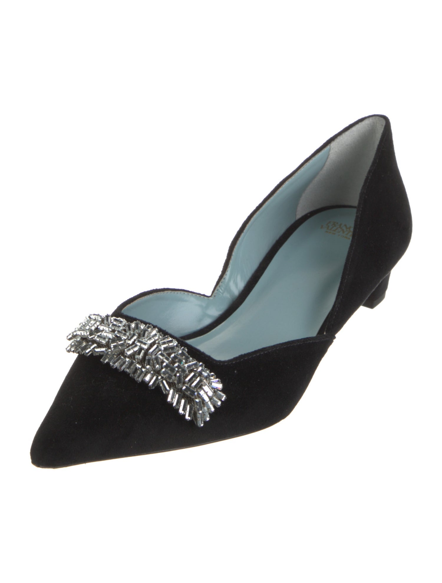 Frances Valentine Suede Crystal Embellishments D'Orsay Flats