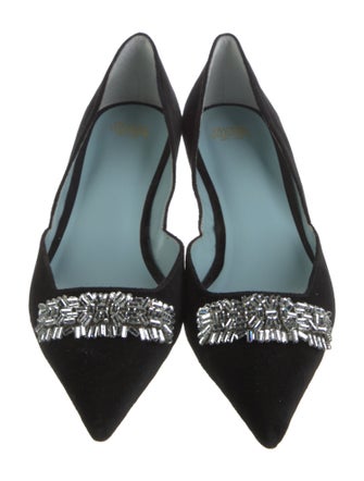 Frances Valentine Suede Crystal Embellishments D'Orsay Flats