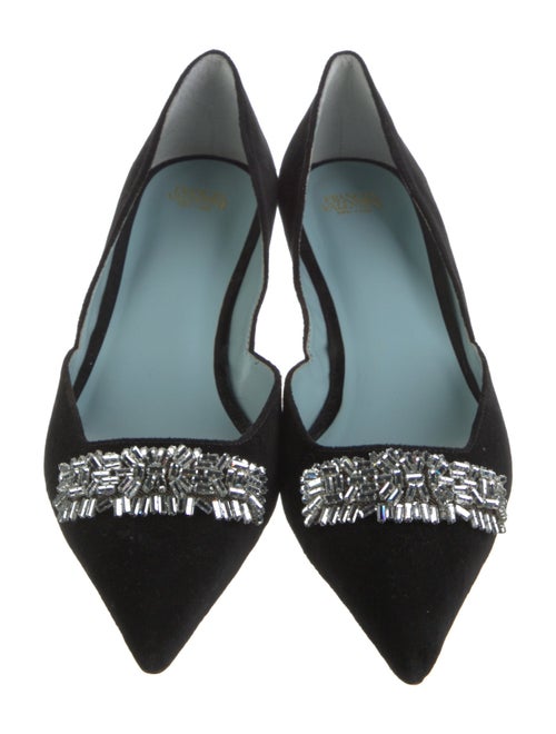 Frances Valentine Suede Crystal Embellishments D'Orsay Flats