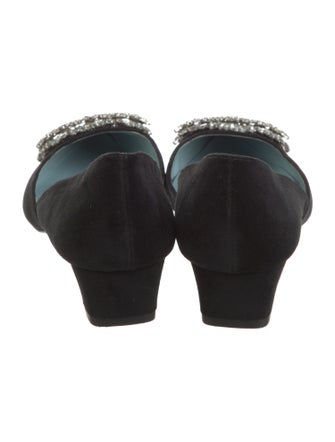 Frances Valentine Suede Crystal Embellishments D'Orsay Flats