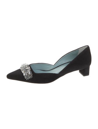 Frances Valentine Suede Crystal Embellishments D'Orsay Flats