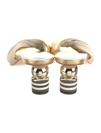 Frances Valentine Leather Colorblock Pattern Slides