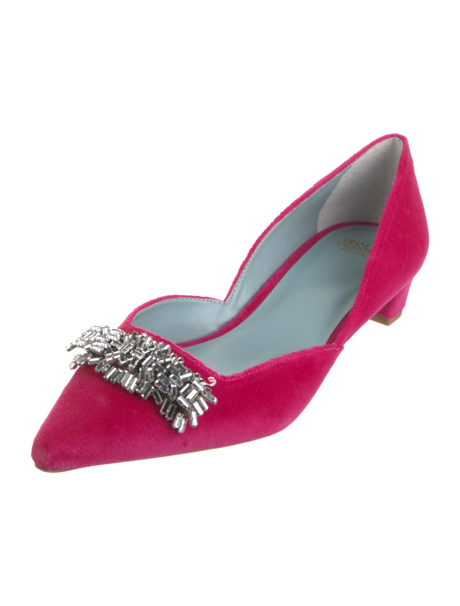 Frances Valentine Velvet Crystal Embellishments D'Orsay Flats