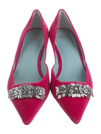 Frances Valentine Velvet Crystal Embellishments D'Orsay Flats