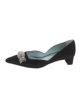 Frances Valentine Suede Crystal Embellishments D'Orsay Flats
