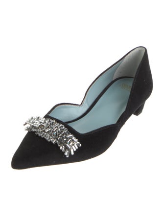 Frances Valentine Suede Crystal Embellishments D'Orsay Flats