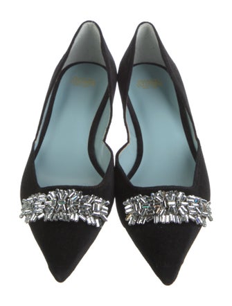 Frances Valentine Suede Crystal Embellishments D'Orsay Flats