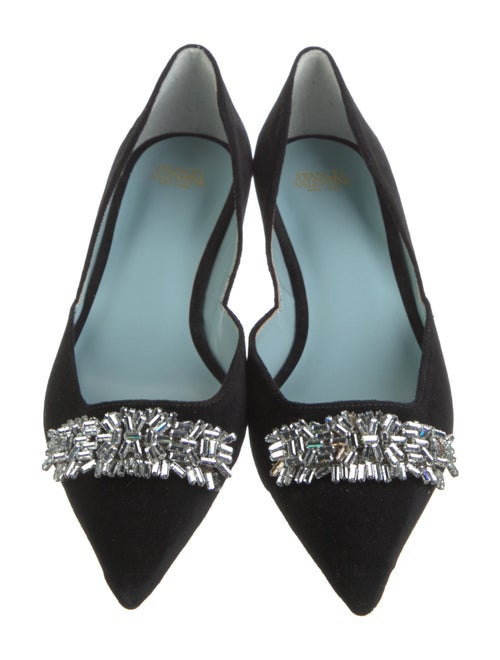 Frances Valentine Suede Crystal Embellishments D'Orsay Flats