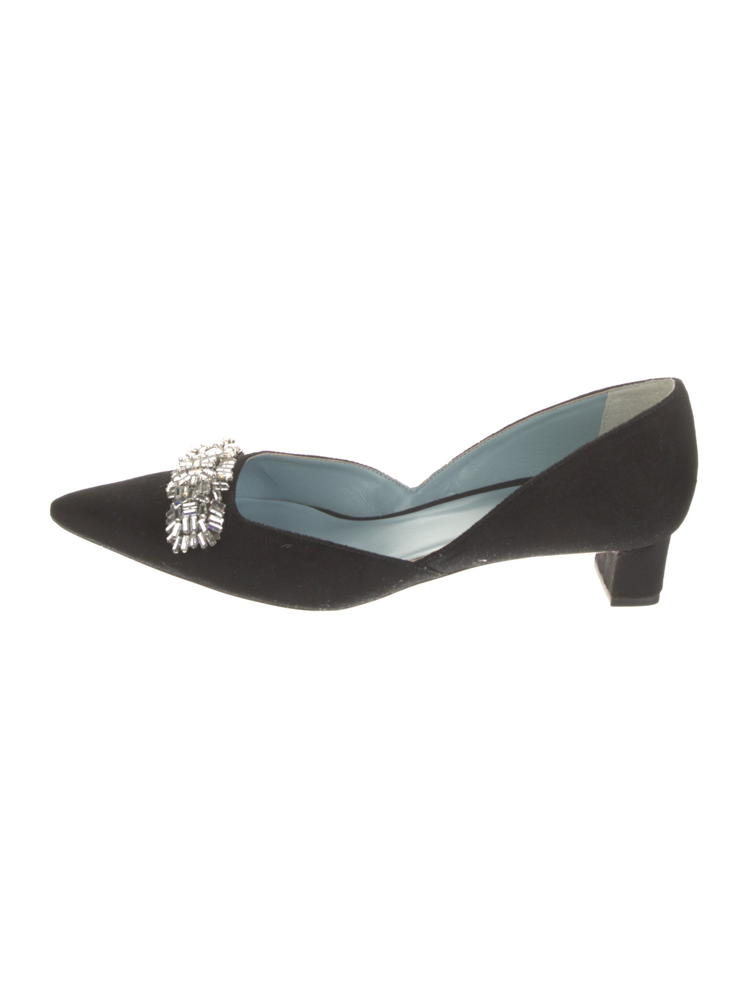Frances Valentine Suede Crystal Embellishments Mules