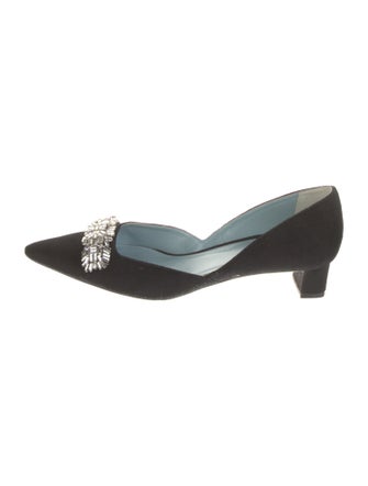 Frances Valentine Suede Crystal Embellishments Mules