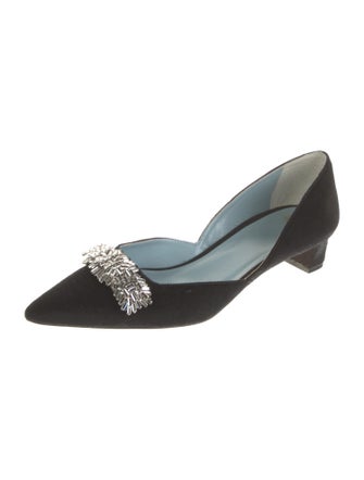 Frances Valentine Suede Crystal Embellishments Mules