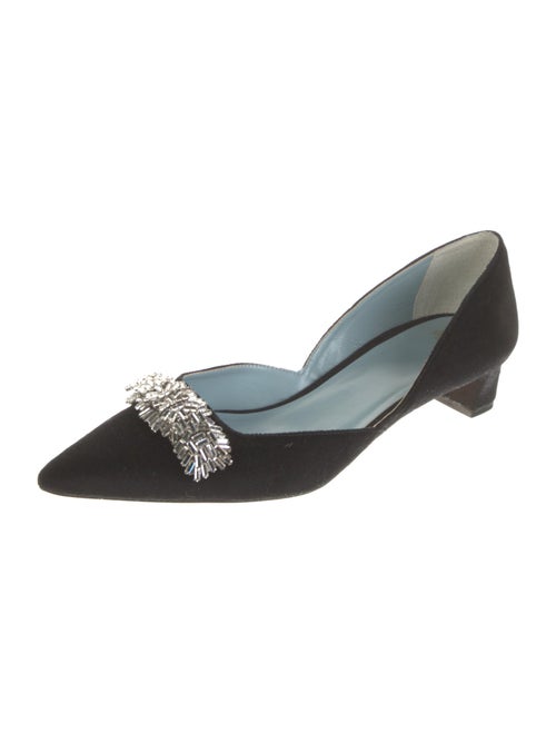 Frances Valentine Suede Crystal Embellishments Mules