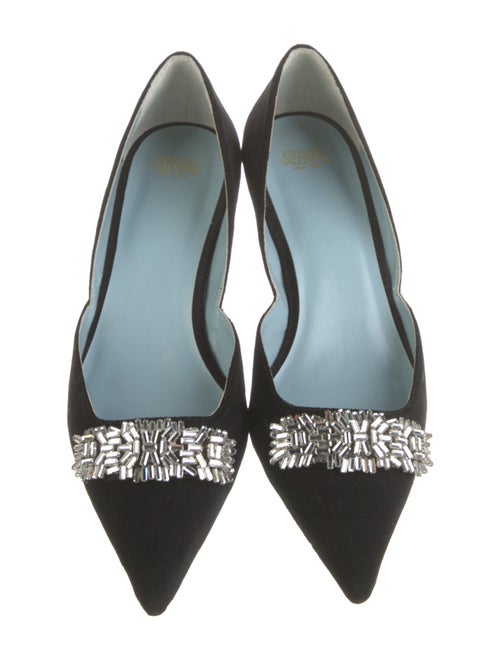 Frances Valentine Suede Crystal Embellishments Mules