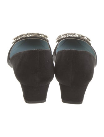 Frances Valentine Suede Crystal Embellishments Mules