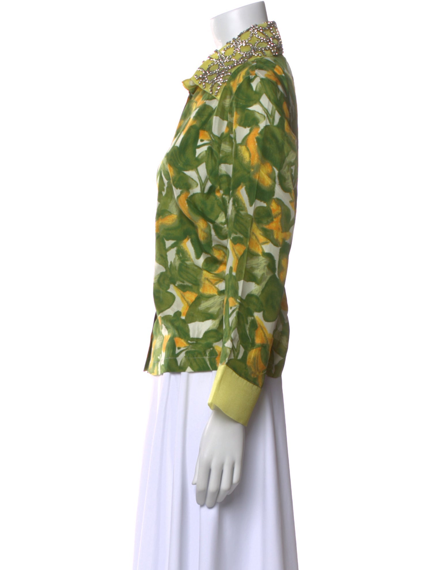 Frances Valentine Silk Printed Button-Up Top w/ Tags