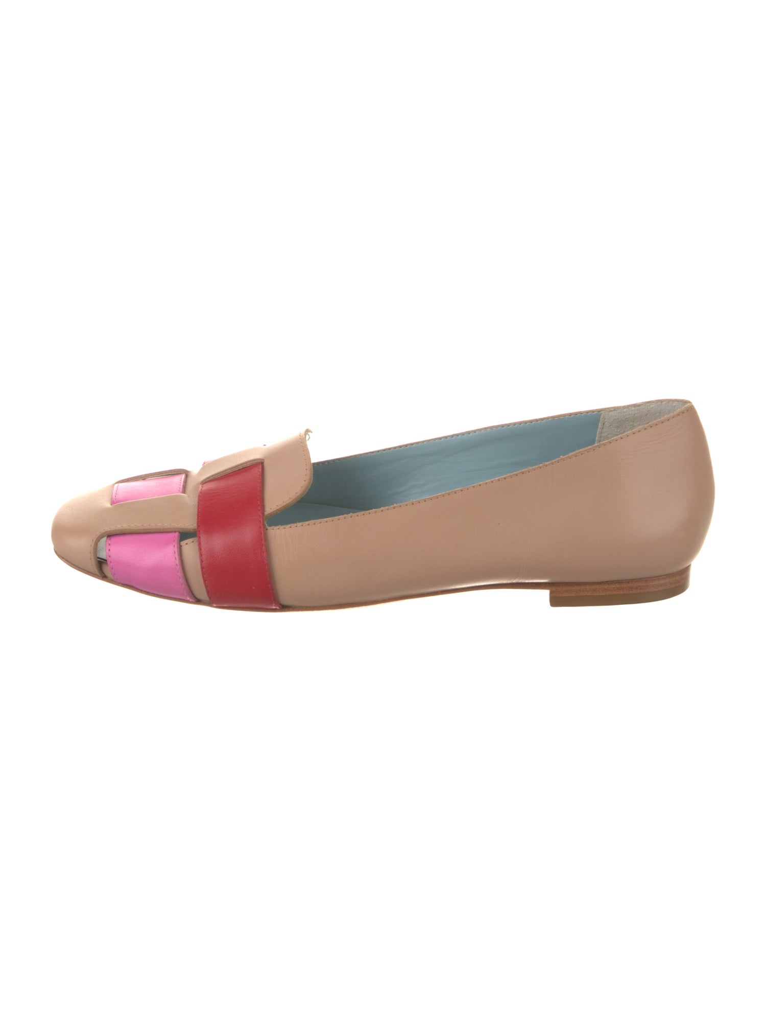 Frances Valentine Leather Colorblock Pattern Loafers