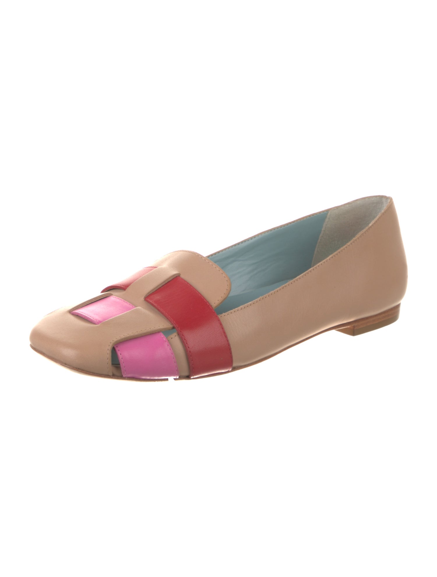 Frances Valentine Leather Colorblock Pattern Loafers