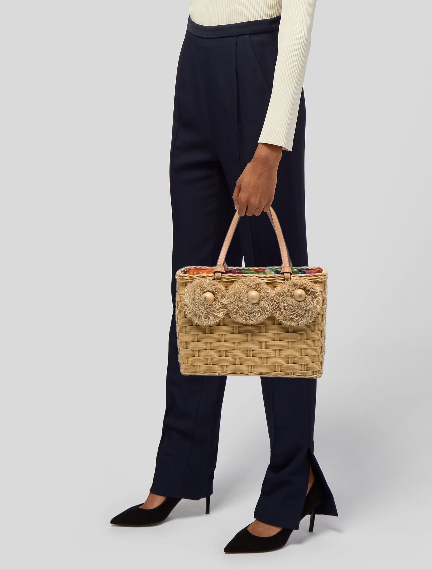 Frances Valentine Rattan Top Handle Bag