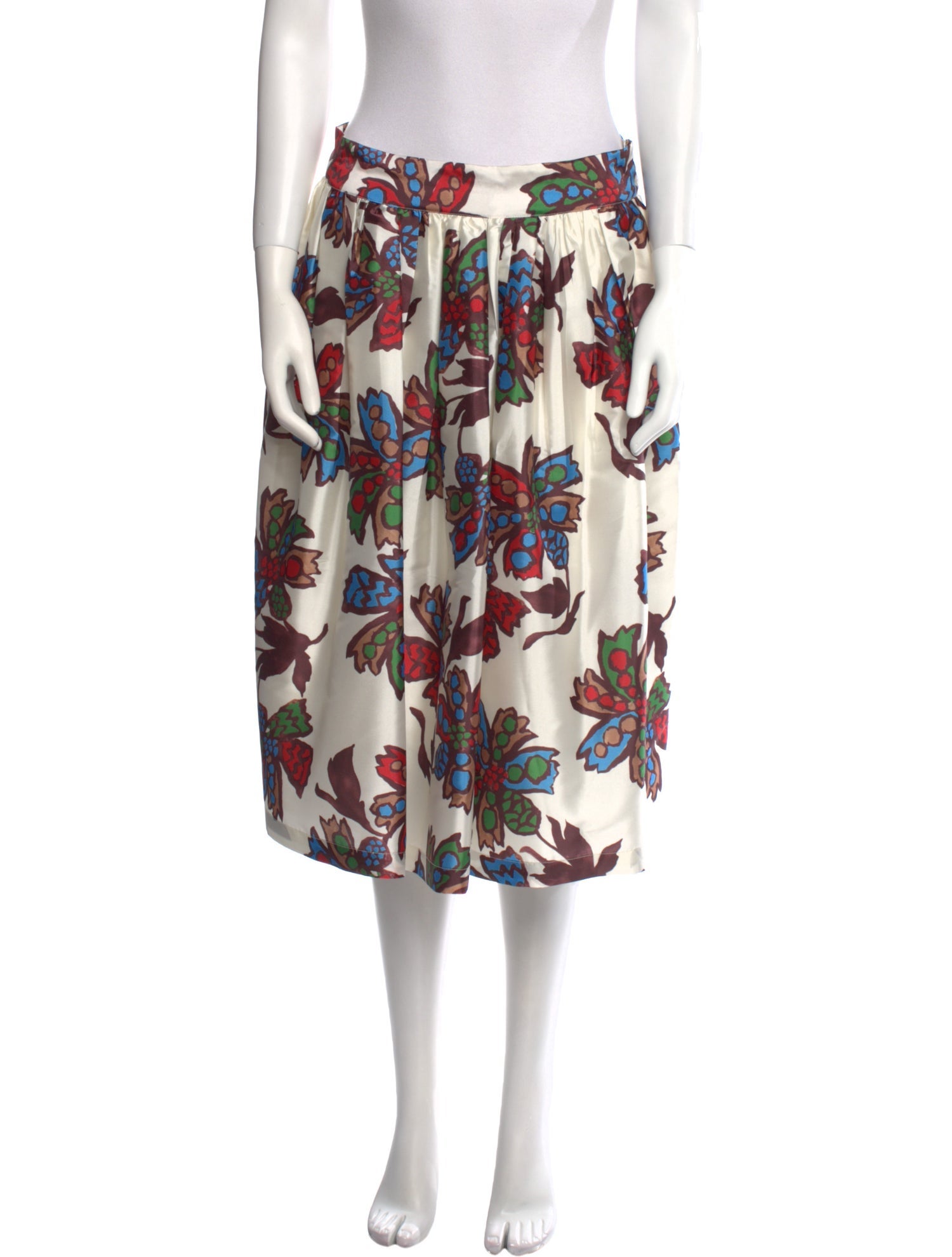 Frances Valentine Floral Print Knee-Length Skirt