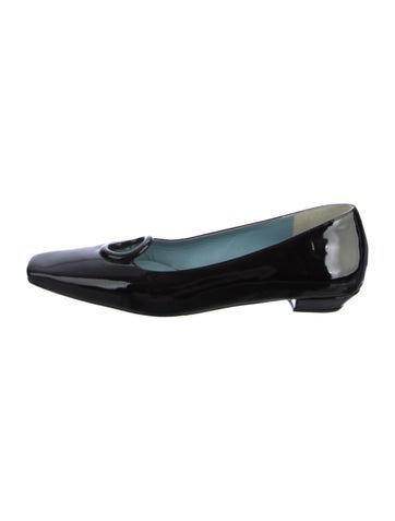 Pre-owned Frances Valentine Patent Leather Cutout Accent Ballet Flats In Black