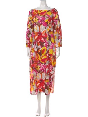 Pre-owned Frances Valentine Floral Print Long Dress W/ Tags In Multi