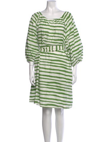 Pre-owned Frances Valentine Striped Knee-length Dress In Green