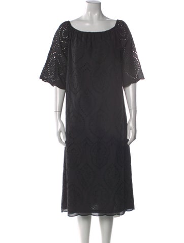 Pre-owned Frances Valentine Scoop Neck Midi Length Dress In Gray