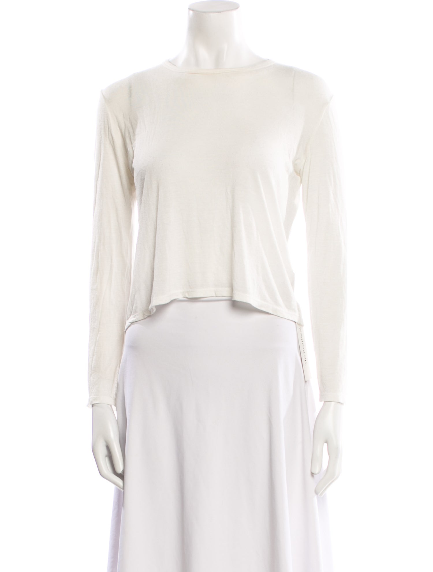 Frances De Lourdes Bateau Neckline Long Sleeve Crop Top