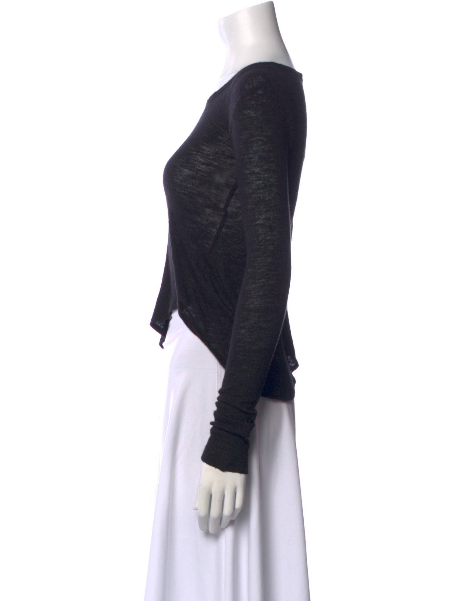 Frances De Lourdes Scoop Neck Long Sleeve Crop Top