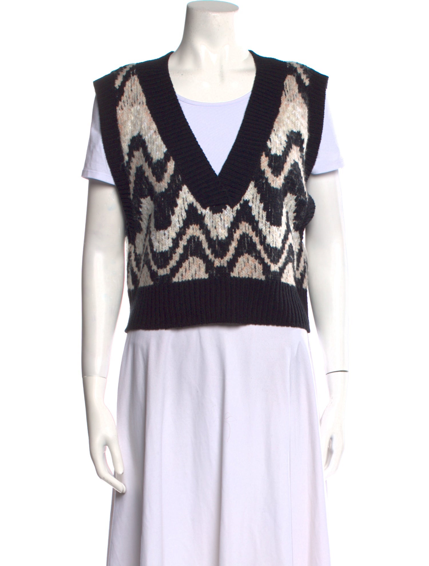 Free People x ANNA SUI Striped Plunge Neckline Sweater