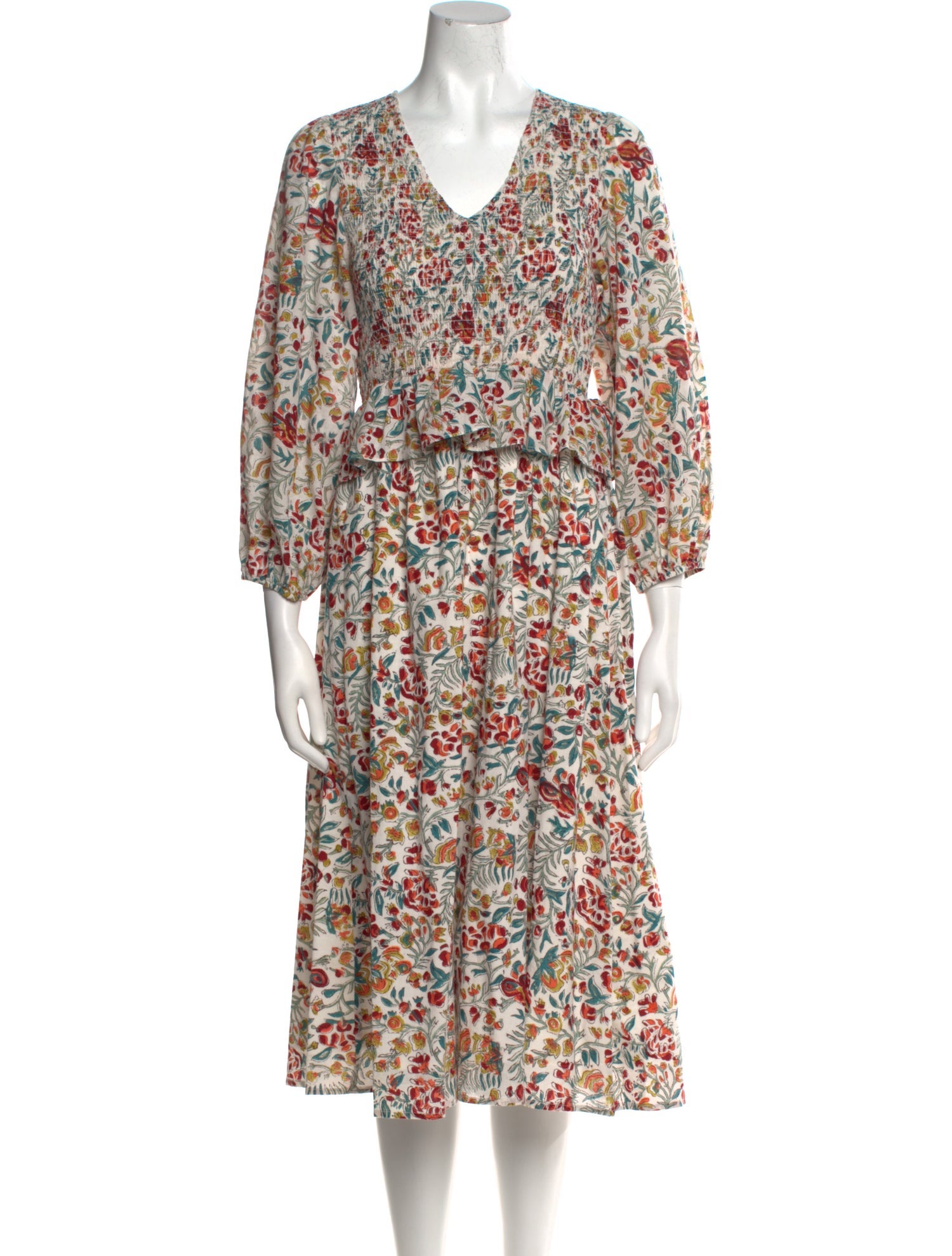 Frances Hart Floral Print Midi Length Dress