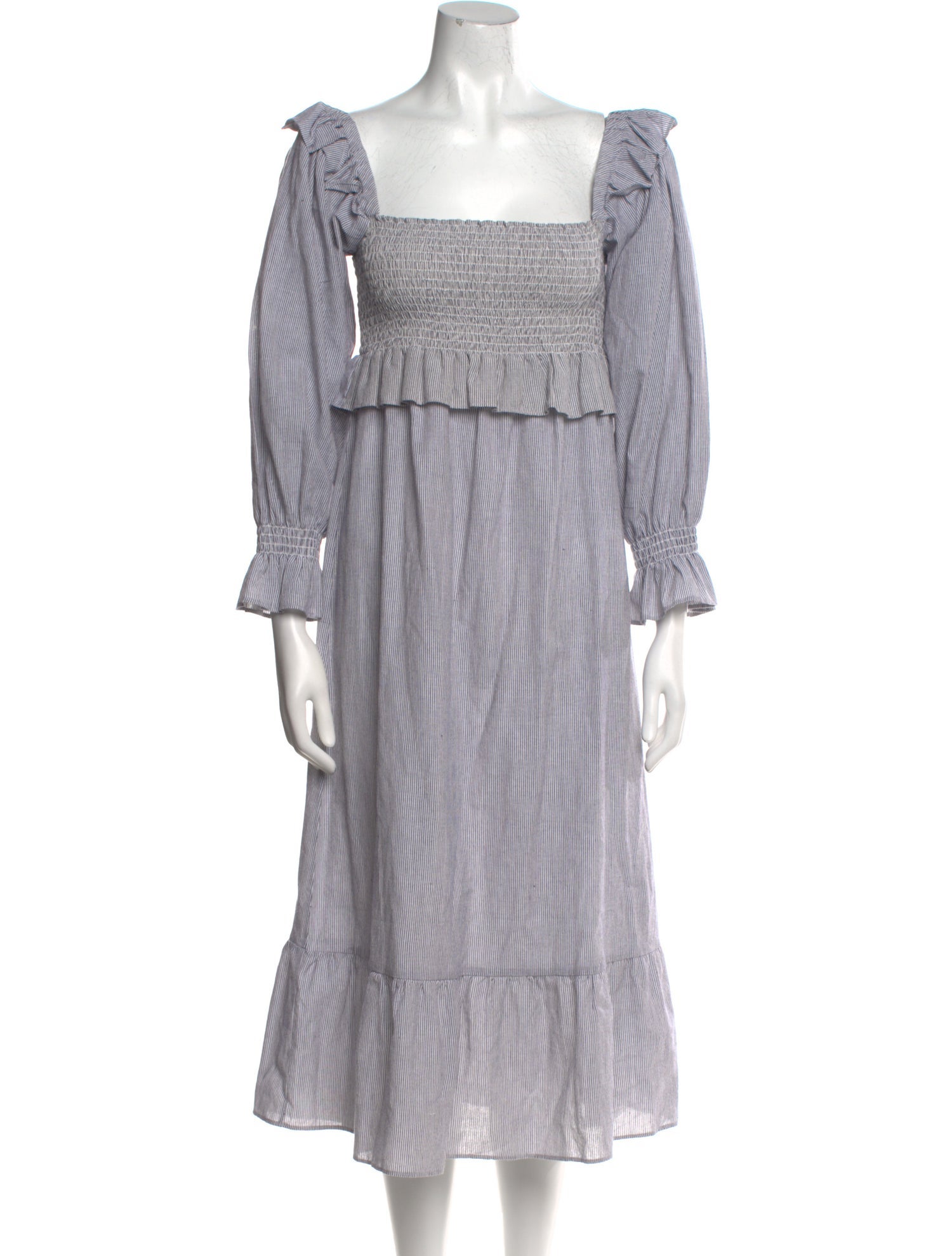 Frances Hart Striped Midi Length Dress