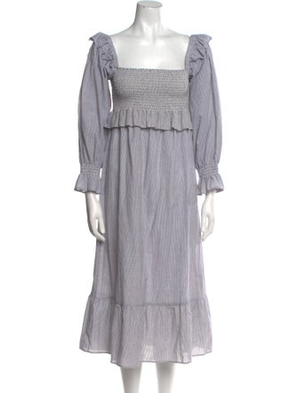 Frances Hart Striped Midi Length Dress