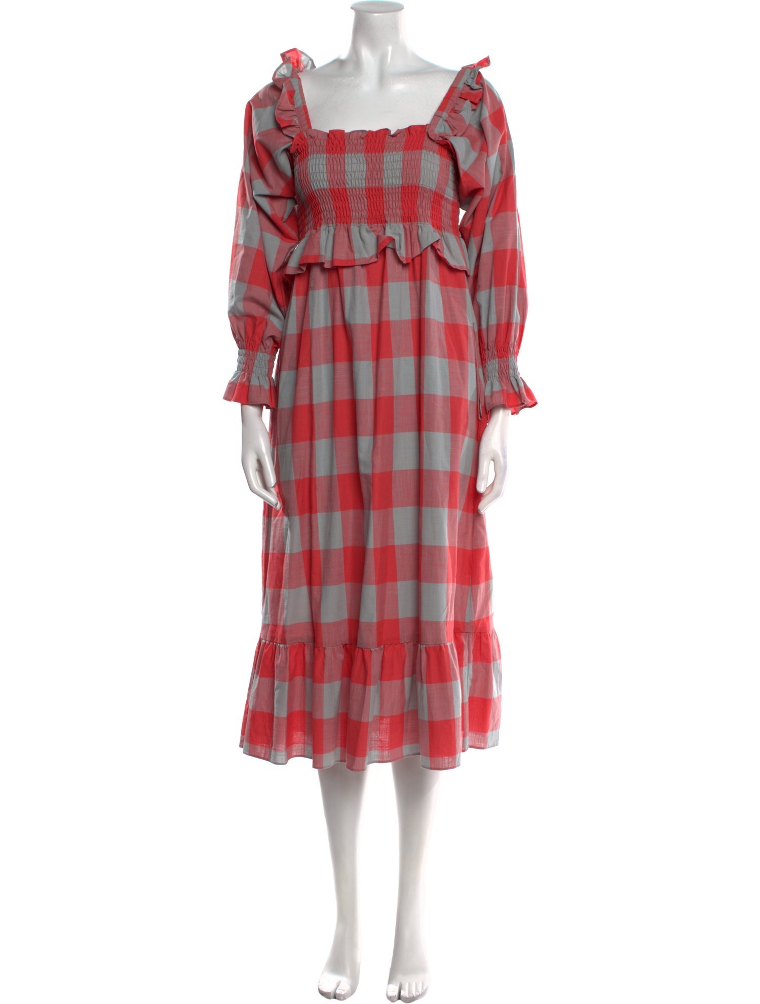 Frances Hart Plaid Print Midi Length Dress