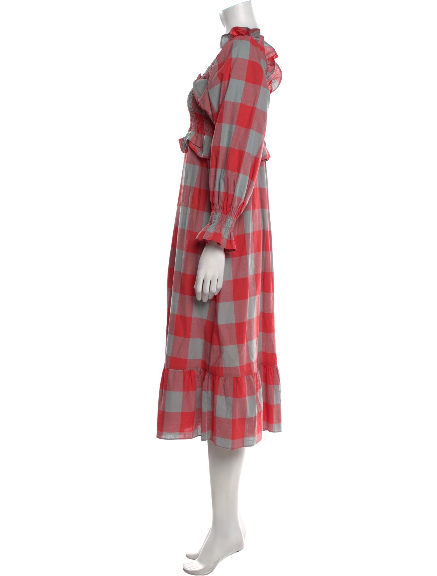 Frances Hart Plaid Print Midi Length Dress