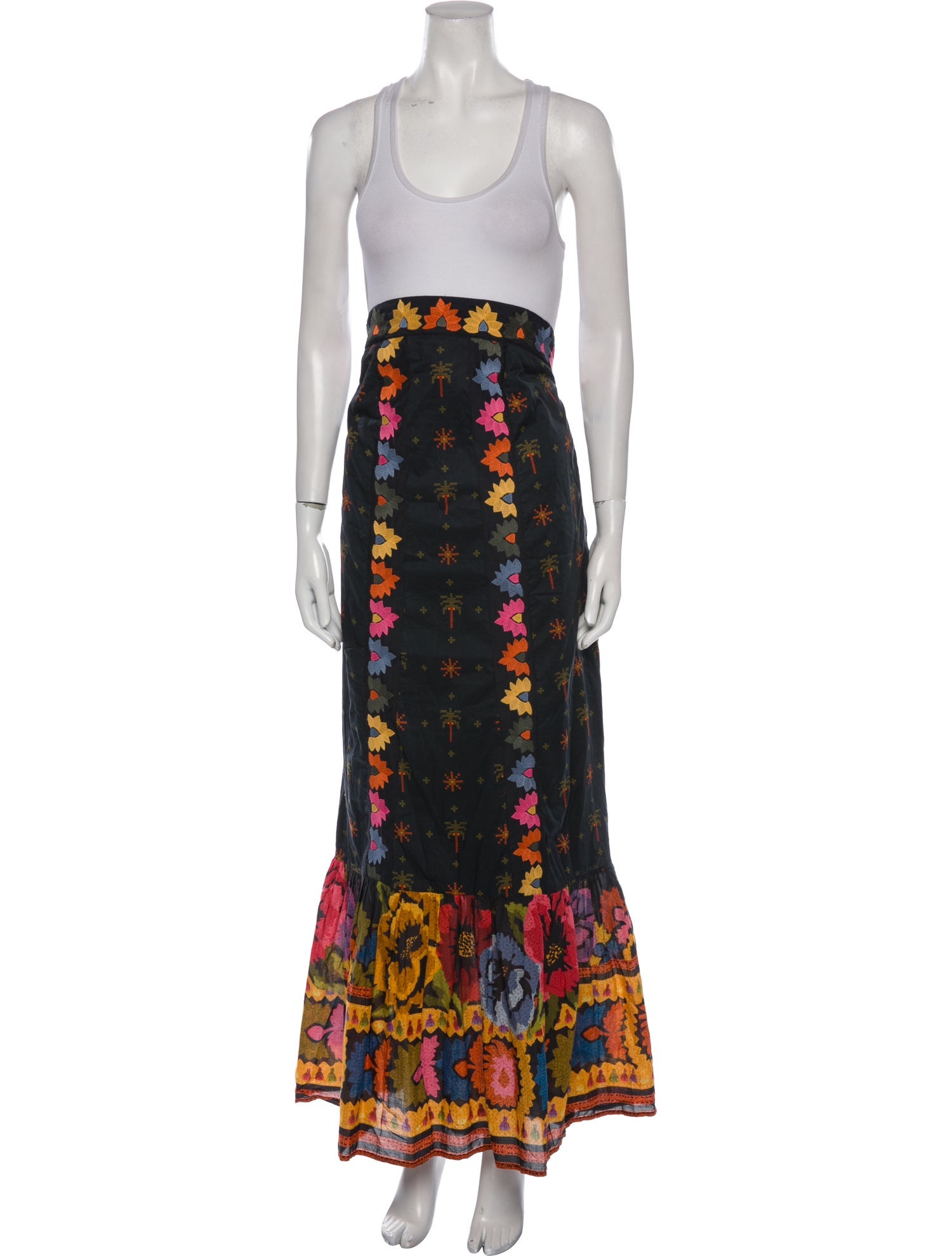 Farm Rio for Anthropologie Silk Long Skirt