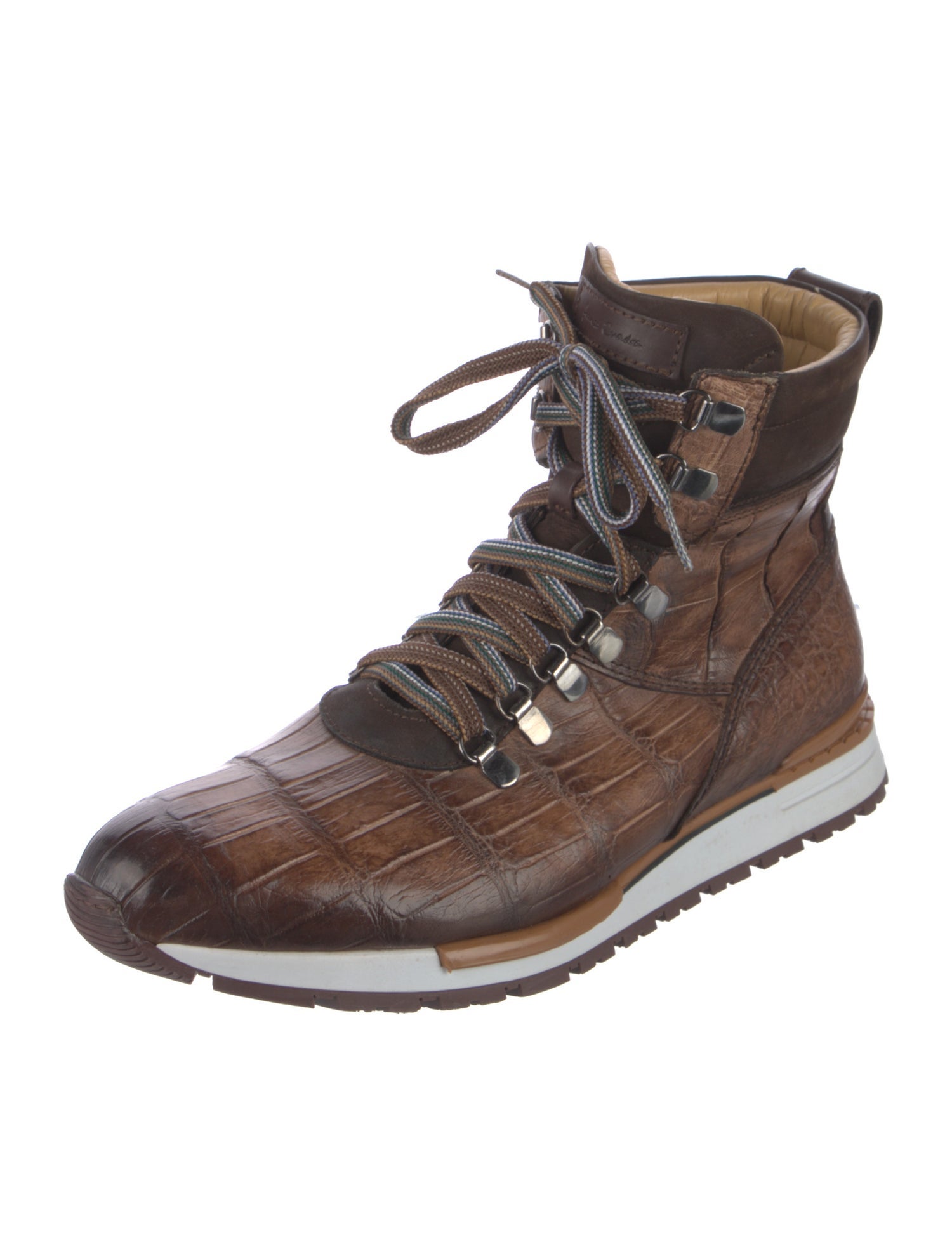 Franco Cuadra Crocodile Animal Print Lace-Up Boots