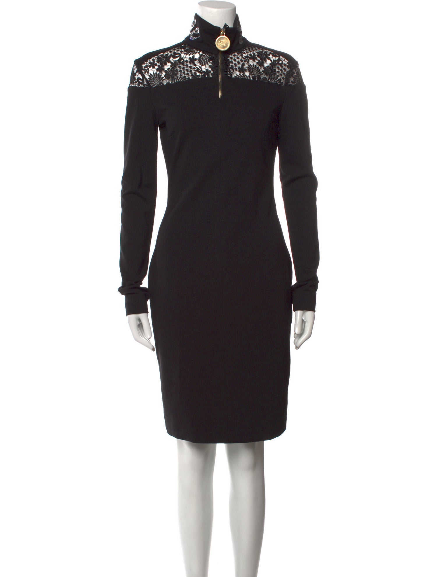 Frankie Morello Mock Neck Knee-Length Dress