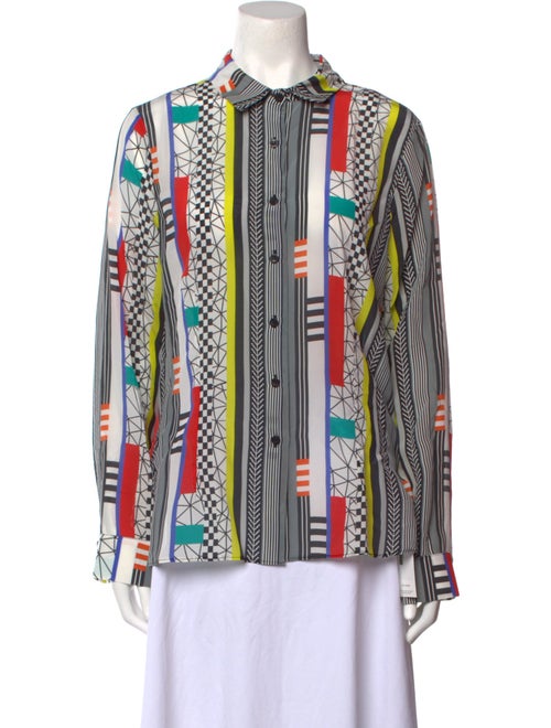 Frankie Morello Silk Printed Button-Up Top