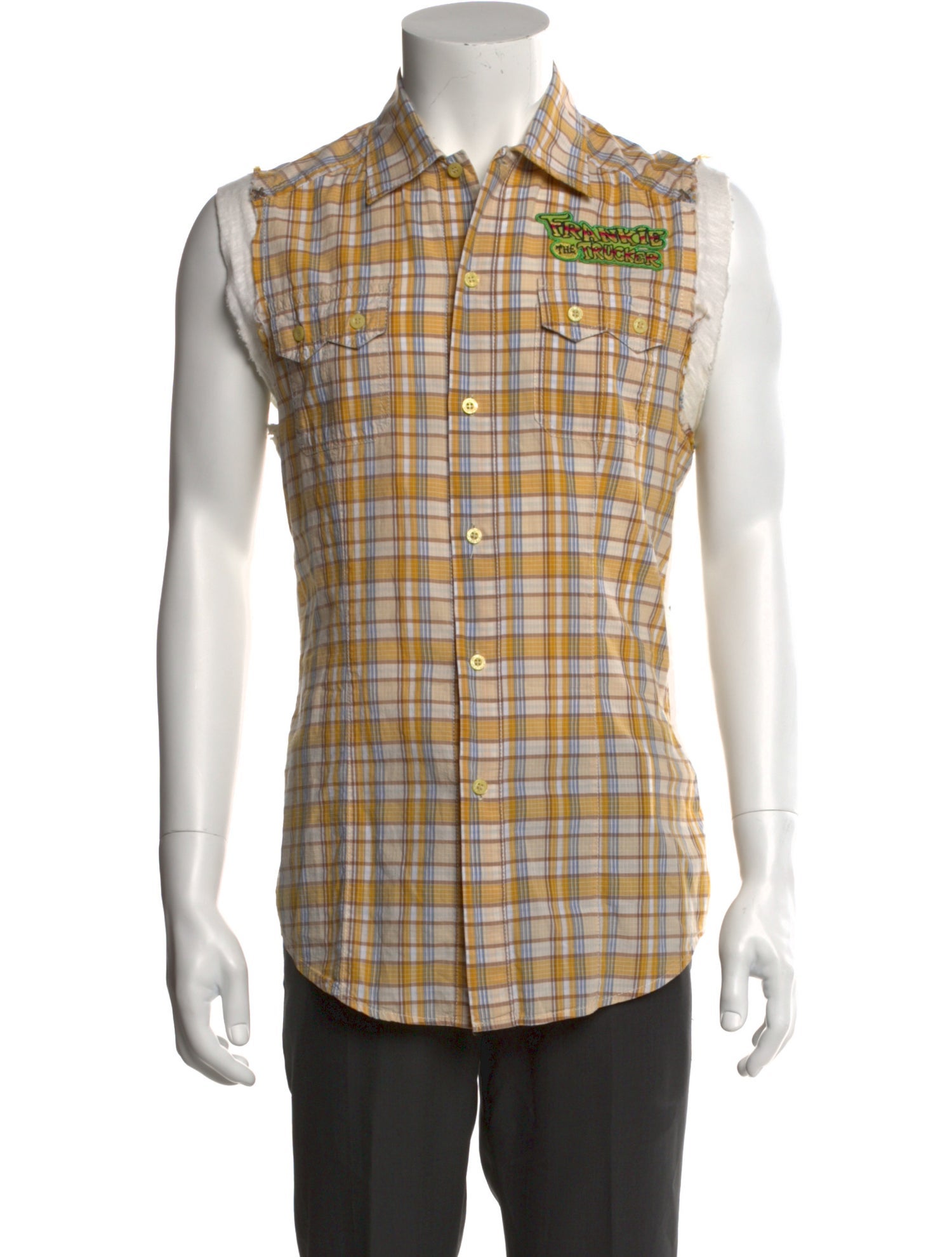Frankie Morello Plaid Print Collar Polo Shirt