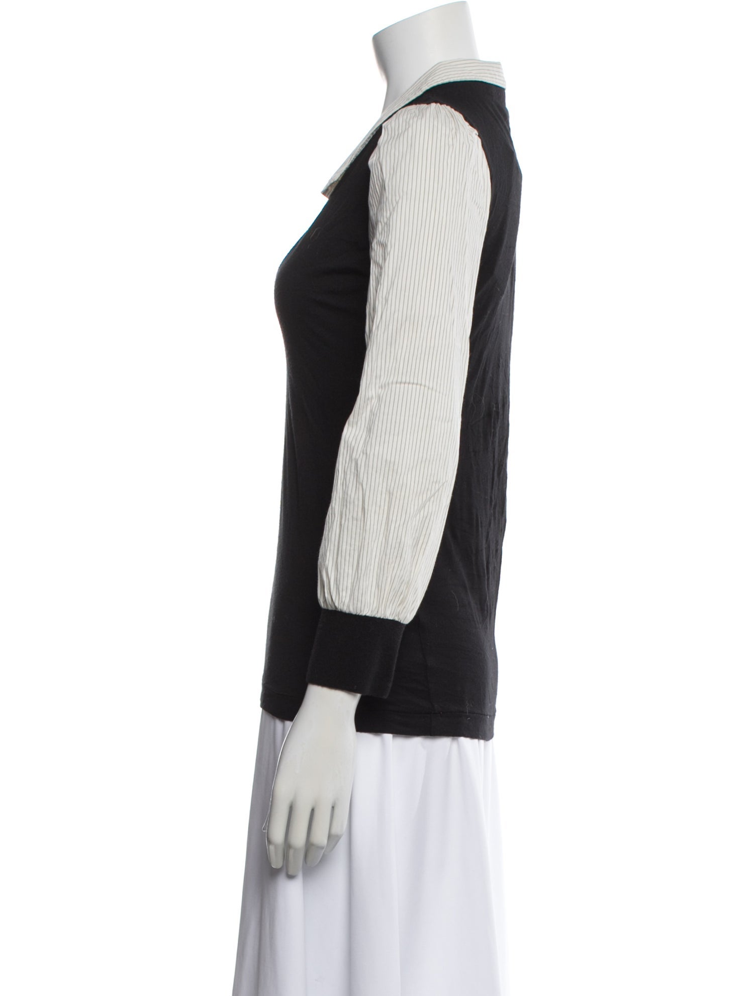 Frankie Morello Striped V-Neck Top
