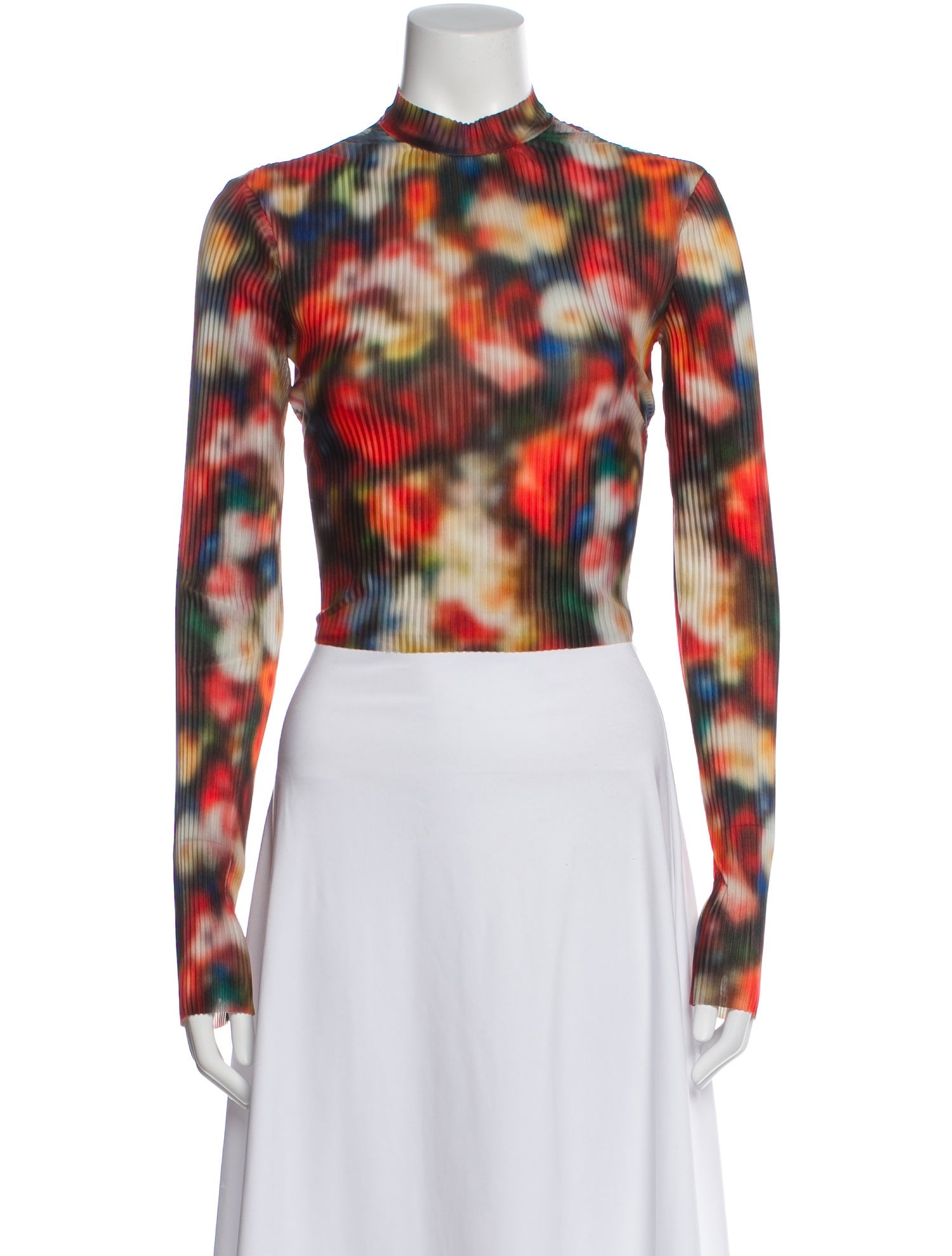 Frankie Morello Floral Print Mock Neck Top w/ Tags