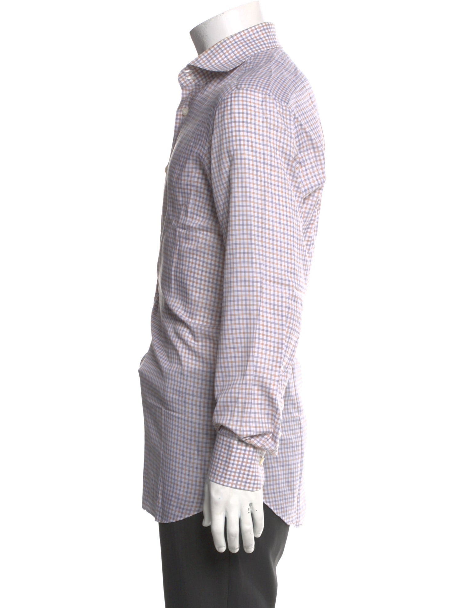 Franck Namani Plaid Print Long Sleeve Dress Shirt