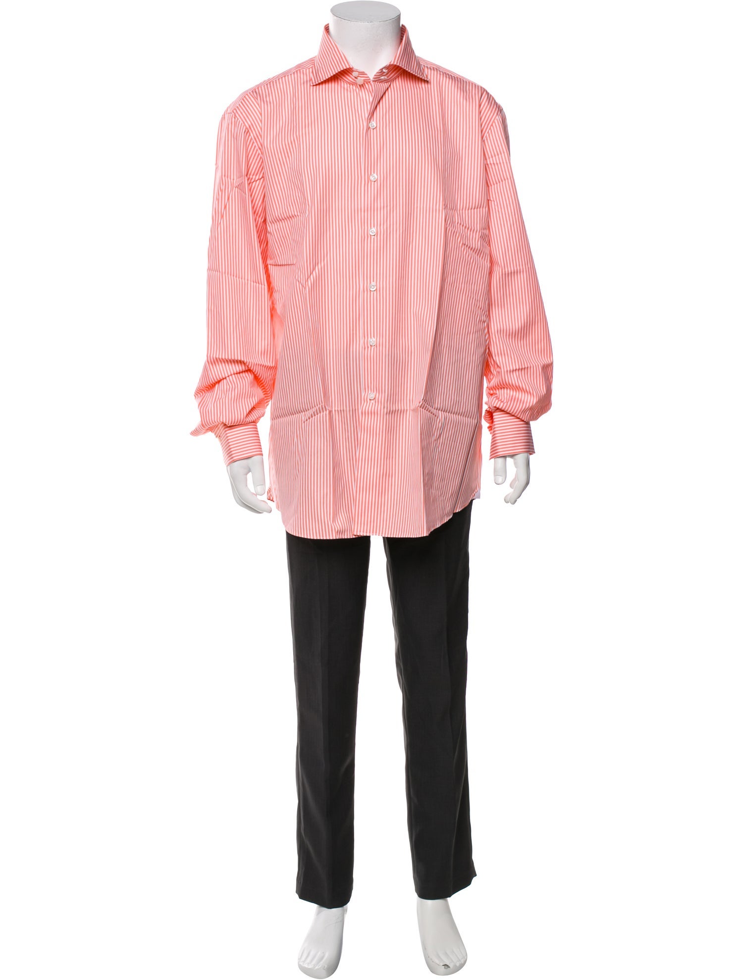 Franck Namani Striped Long Sleeve Dress Shirt