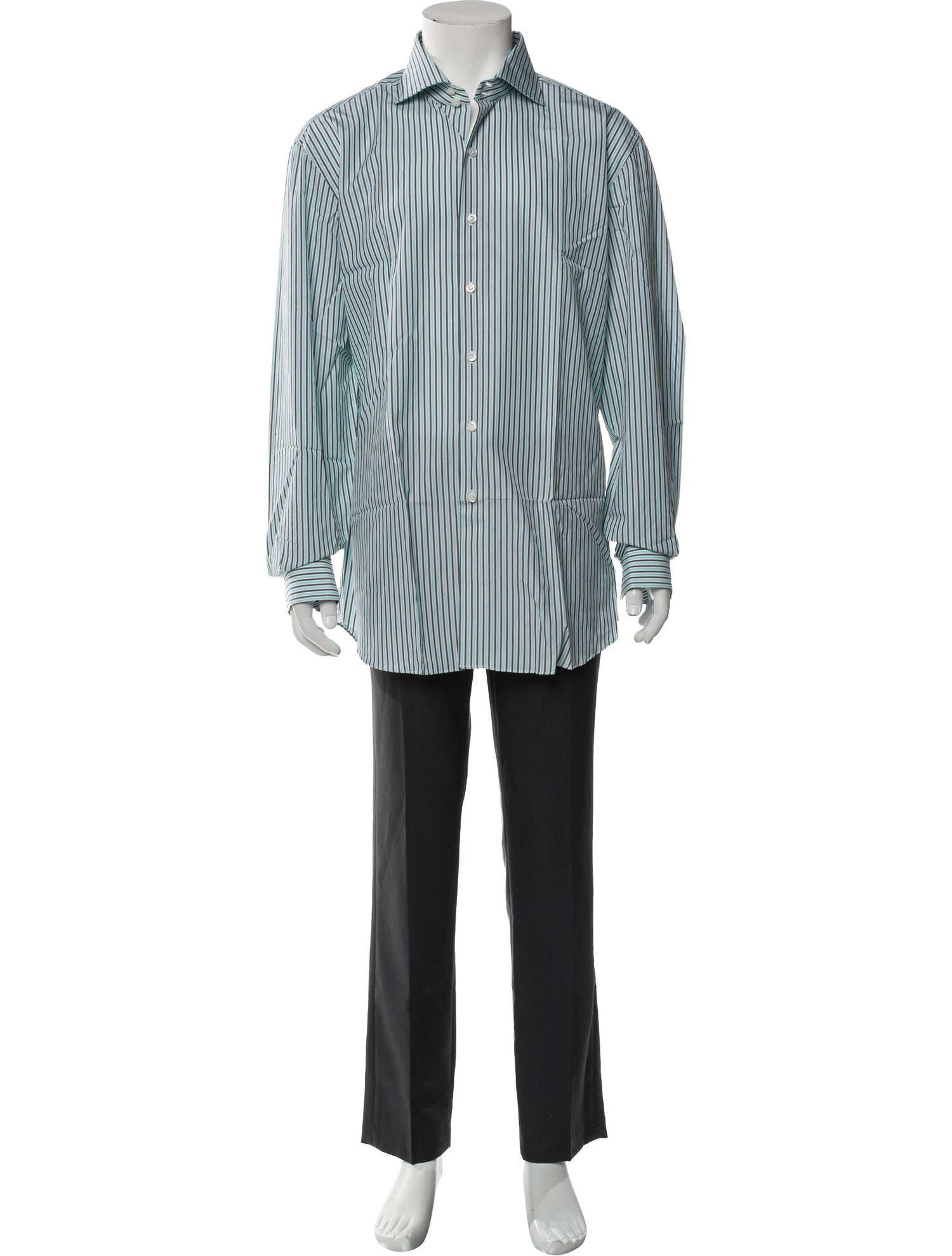 Franck Namani Striped Long Sleeve Dress Shirt