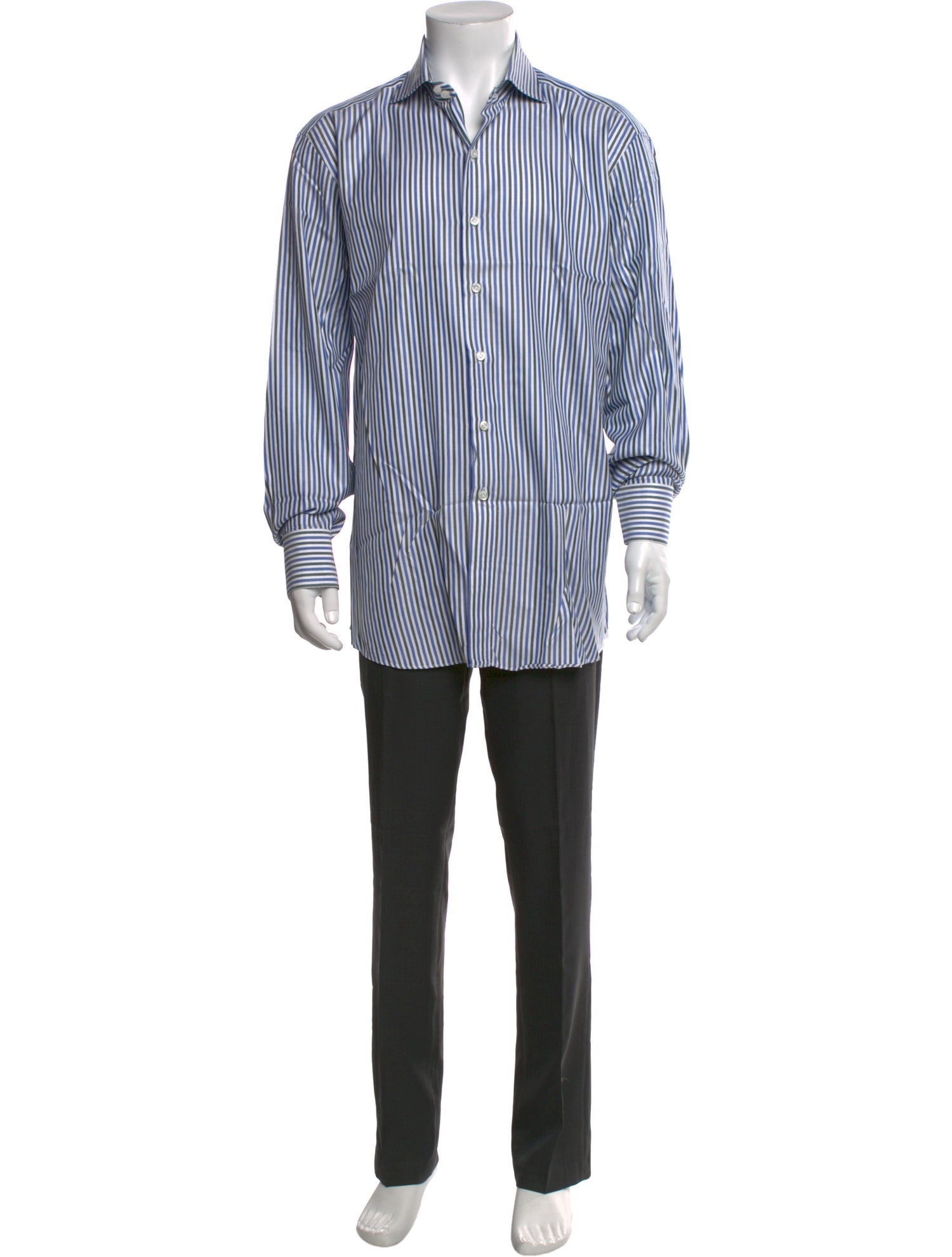 Franck Namani Striped Long Sleeve Dress Shirt