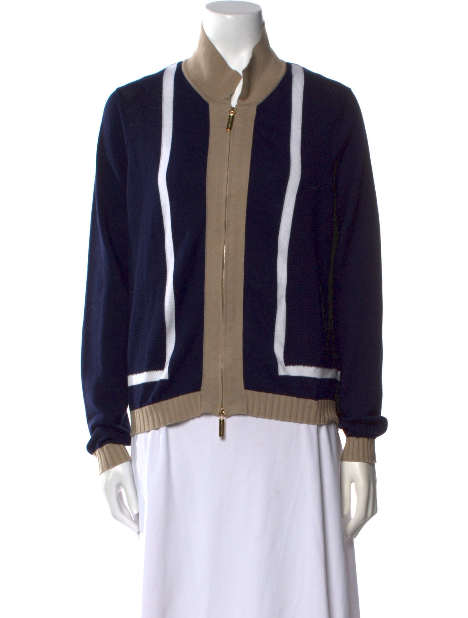 Franck Namani Striped Mock Neck Sweater